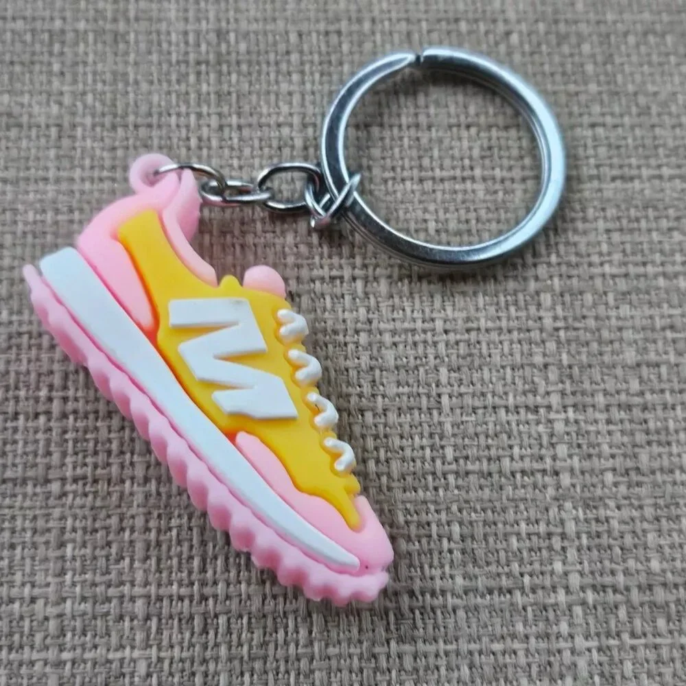 Mini Shoes Keychain Pink/Yellow Rubber Sneaker Keys Holder Keyring New